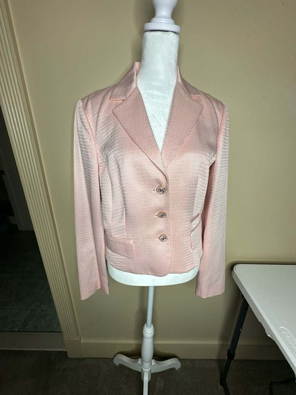 Vintage D&G Dolce & Gabbana Pink Textured Blazer
